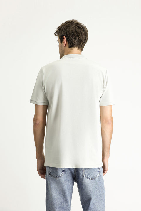 Taş Regular Fit Nakışlı Pamuk Polo Yaka Tişört