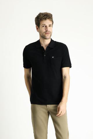  Siyah Regular Fit Nakışlı Pamuk Polo Yaka Tişört