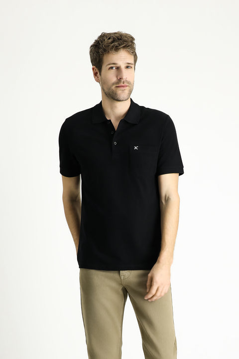 Siyah Regular Fit Nakışlı Pamuk Polo Yaka Tişört