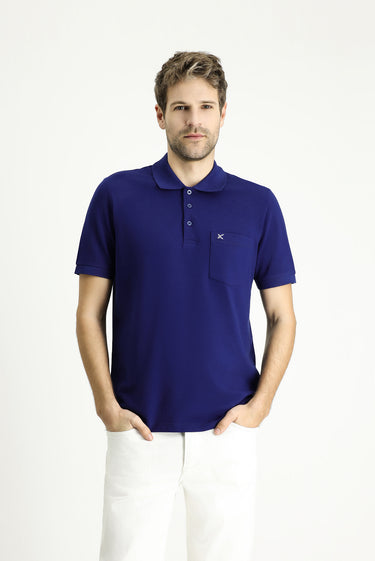 Orta Lacivert Regular Fit Nakışlı Pamuk Polo Yaka Tişört