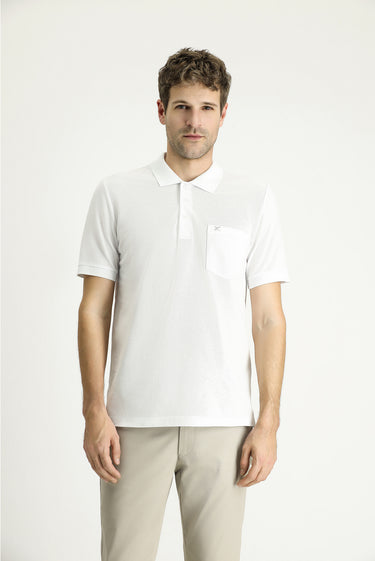 Beyaz Regular Fit Nakışlı Pamuk Polo Yaka Tişört