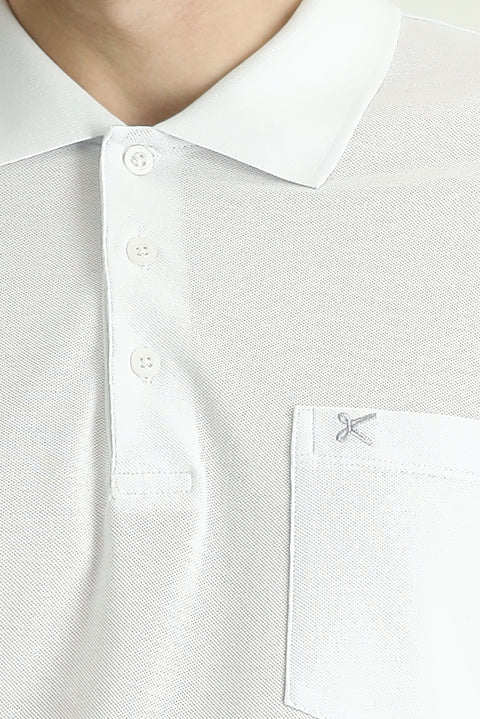 Beyaz Regular Fit Nakışlı Pamuk Polo Yaka Tişört