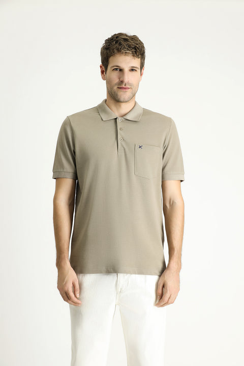 Orta Vizon Regular Fit Nakışlı Pamuk Polo Yaka Tişört