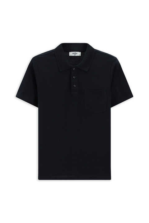 Koyu Lacivert Slim Fit Dar Kesim Pamuk Cepli Polo Yaka Tişört