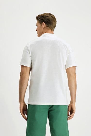  Beyaz Slim Fit Dar Kesim Pamuk Cepli Polo Yaka Tişört