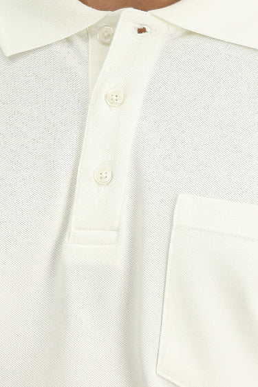 Beyaz Slim Fit Dar Kesim Pamuk Cepli Polo Yaka Tişört
