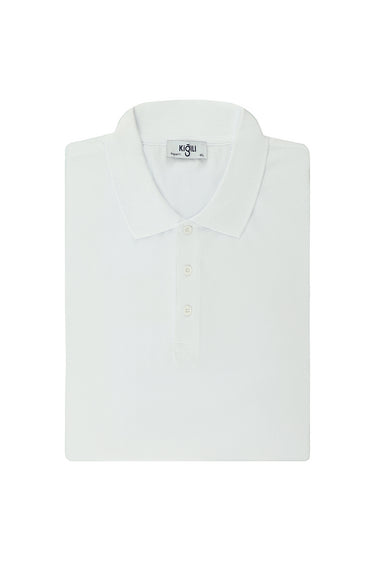  Beyaz Büyük Beden Pamuklu Polo Yaka Tişört