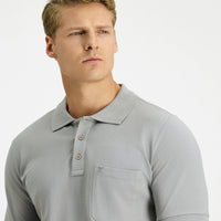 Orta Gri Regular Fit Pamuk Nakışlı Cepli Kıvrılmaz Polo Yaka Tişört