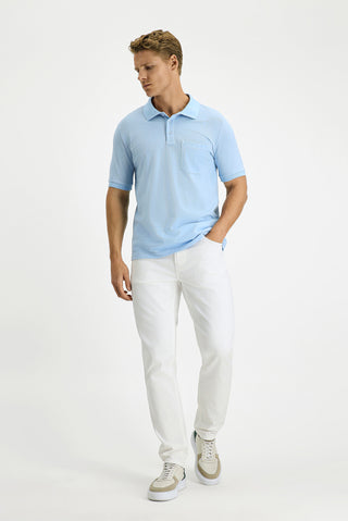  Aç?k Mavi Regular Fit Pamuk Nak??l? Cepli K?vr?lmaz Polo Yaka Ti?ört-Ki??l?