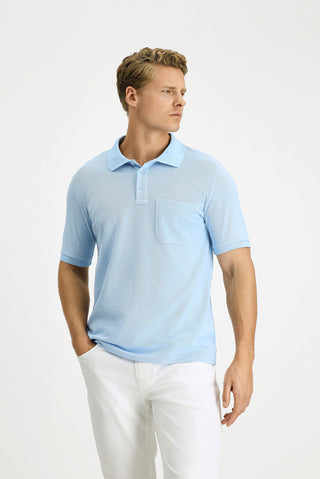  Aç?k Mavi Regular Fit Pamuk Nak??l? Cepli K?vr?lmaz Polo Yaka Ti?ört-Ki??l?