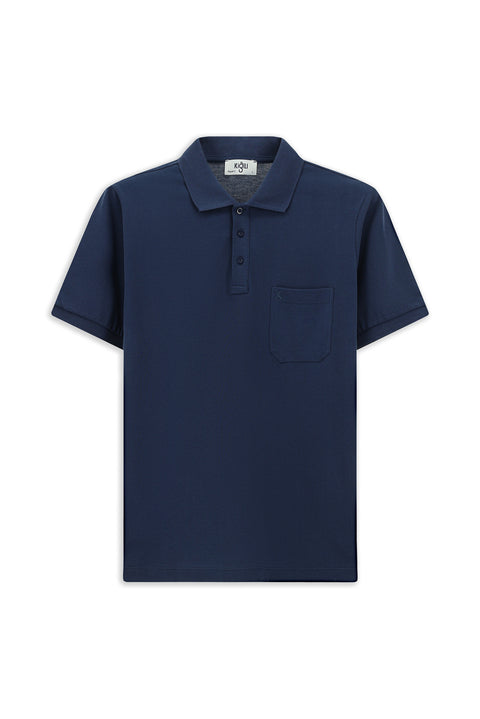 İndigo Regular Fit Pamuk Nakışlı Cepli Kıvrılmaz Polo Yaka Tişört