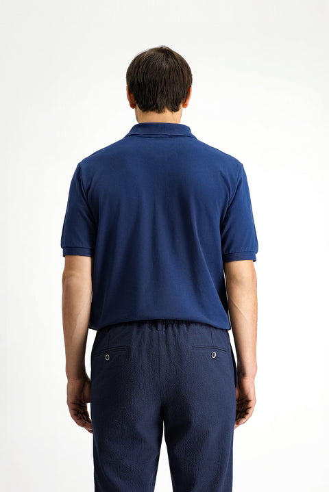 İndigo Regular Fit Pamuk Nakışlı Cepli Kıvrılmaz Polo Yaka Tişört