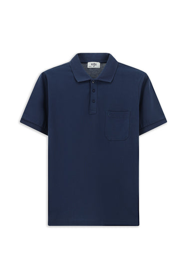 İndigo Regular Fit Pamuk Nakışlı Cepli Kıvrılmaz Polo Yaka Tişört