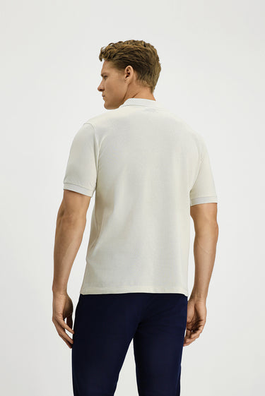  Taş Regular Fit Pamuk Nakışlı Cepli Kıvrılmaz Polo Yaka Tişört