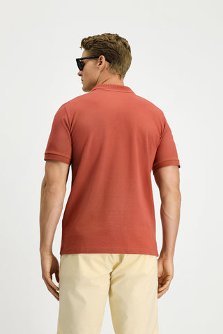  Kiremit Regular Fit Pamuk Nak??l? Cepli K?vr?lmaz Polo Yaka Ti?ört-Ki??l?