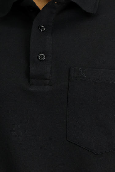 Siyah Regular Fit Pamuklu Nakışlı Cepli Polo Yaka Tişört