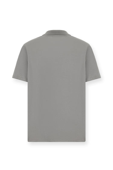  Orta Gri Regular Fit Pamuklu Nakışlı Cepli Polo Yaka Tişört