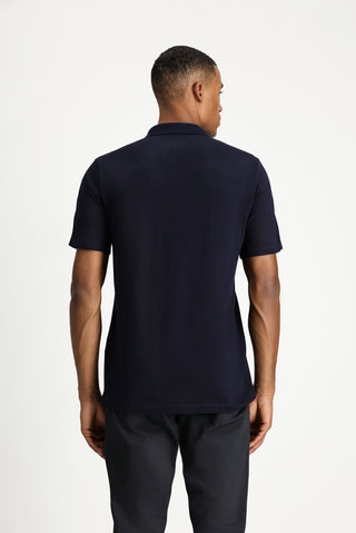  Koyu Lacivert Regular Fit Pamuklu Nakışlı Cepli Polo Yaka Tişört