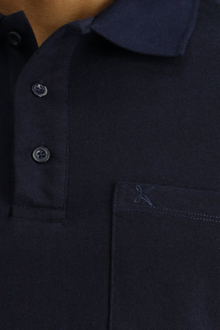  Koyu Lacivert Regular Fit Pamuklu Nakışlı Cepli Polo Yaka Tişört