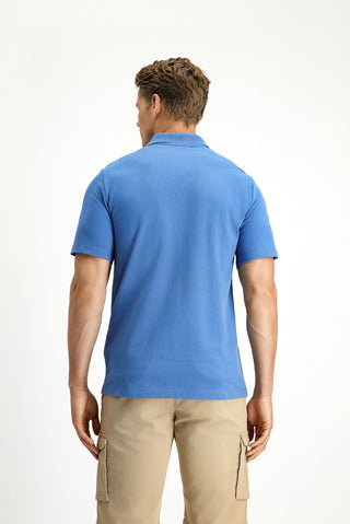  Havacı Mavi Regular Fit Pamuklu Nakışlı Cepli Polo Yaka Tişört
