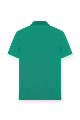  Orman Yeşili Regular Fit Pamuklu Nakışlı Cepli Polo Yaka Tişört