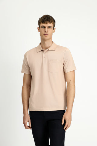  Orta Bej Regular Fit Pamuklu Nak??l? Cepli Polo Yaka Ti?ört-Ki??l?