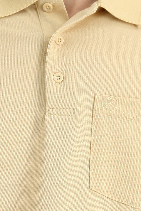 Medium Mink Regular Fit Cotton Embroidered Pocket Polo Shirt