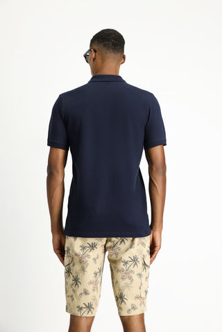  Koyu Lacivert Slim Fit Dar Kesim Pamuk Polo Yaka Ti?ört-Ki??l?