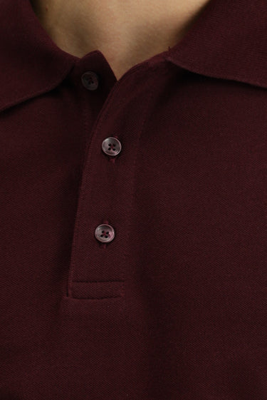 Koyu Bordo Slim Fit Dar Kesim Pamuk Polo Yaka Tişört