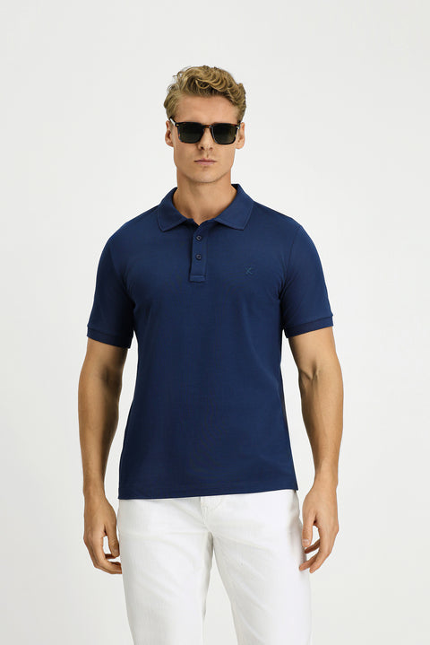 İndigo Slim Fit Dar Kesim Pamuk Kıvrılmaz Polo Yaka Tişört
