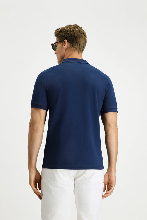 İndigo Slim Fit Dar Kesim Pamuk Kıvrılmaz Polo Yaka Tişört