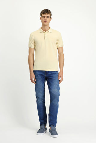  Aç?k Bej Slim Fit Dar Kesim Pamuk K?vr?lmaz Polo Yaka Ti?ört-Ki??l?