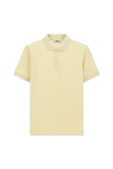 Açık Bej Slim Fit Dar Kesim Pamuk Kıvrılmaz Polo Yaka Tişört