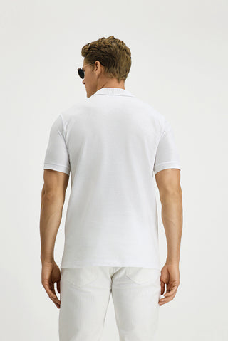  Beyaz Slim Fit Dar Kesim Pamuk K?vr?lmaz Polo Yaka Ti?ört-Ki??l?