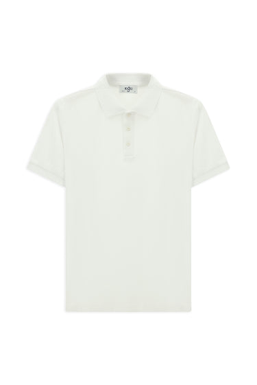 Beyaz Slim Fit Dar Kesim Pamuk Kıvrılmaz Polo Yaka Tişört