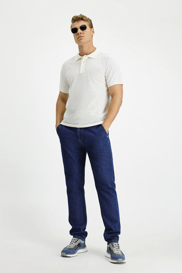  Ekru Slim Fit Dar Kesim Pamuk Kıvrılmaz Polo Yaka Tişört