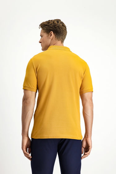  Hardal Slim Fit Dar Kesim Pamuk Kıvrılmaz Polo Yaka Tişört