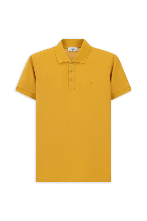 Hardal Slim Fit Dar Kesim Pamuk Kıvrılmaz Polo Yaka Tişört