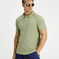 Orman Yeşili Slim Fit Dar Kesim Pamuk Kıvrılmaz Polo Yaka Tişört