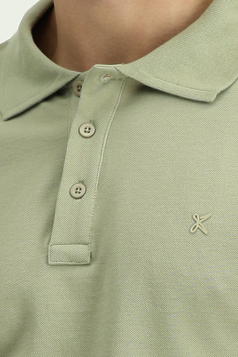 Orman Yeşili Slim Fit Dar Kesim Pamuk Kıvrılmaz Polo Yaka Tişört