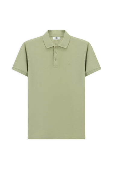Orman Yeşili Slim Fit Dar Kesim Pamuk Kıvrılmaz Polo Yaka Tişört