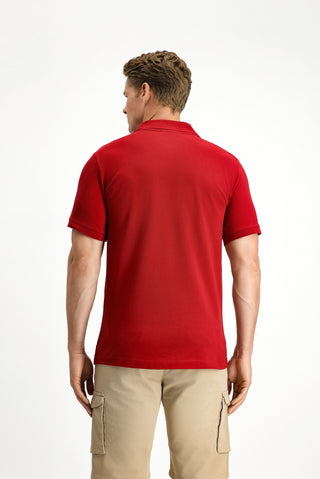  Koyu Kırmızı Slim Fit Dar Kesim Pamuk Kıvrılmaz Polo Yaka Tişört