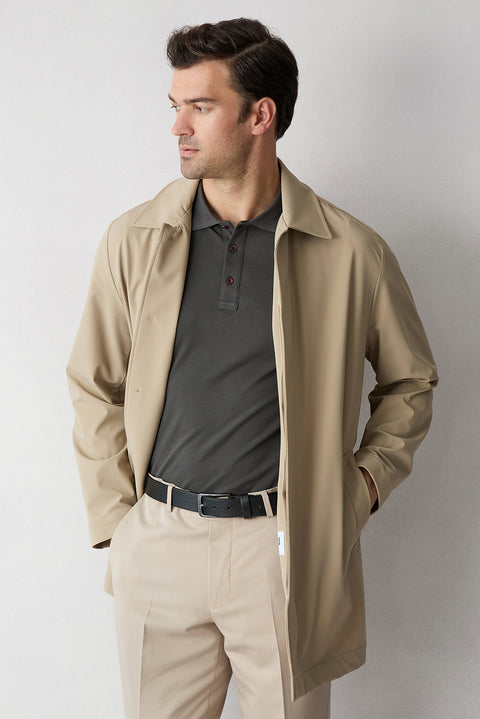Koyu Antrasit Slim Fit Dar Kesim Pamuk Kıvrılmaz Polo Yaka Tişört