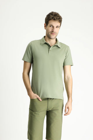 Orman Yeşili Slim Fit Dar Kesim Pamuklu Polo Yaka Tişört