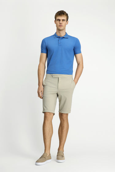  Havacı Mavi Slim Fit Dar Kesim Nakışlı Pamuklu Polo Yaka Tişört