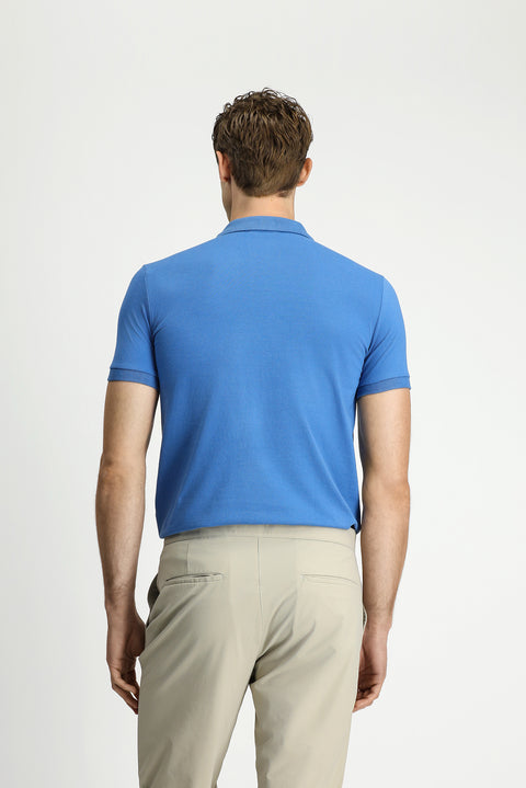 Havacı Mavi Slim Fit Dar Kesim Nakışlı Pamuklu Polo Yaka Tişört