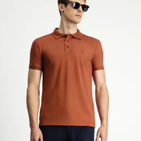 Tarçın  Slim Fit Dar Kesim Nakışlı Pamuklu Polo Yaka Tişört