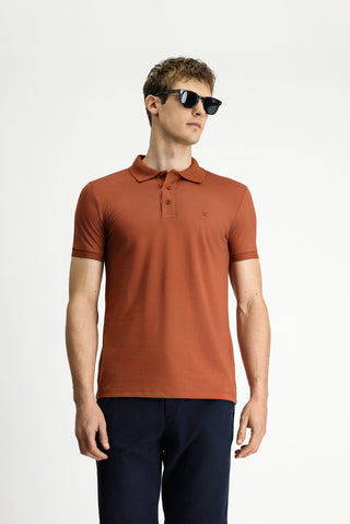  Tarç?n  Slim Fit Dar Kesim Nak??l? Pamuklu Polo Yaka Ti?ört-Ki??l?