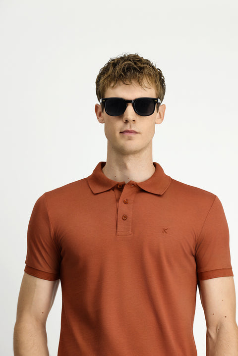 Tarçın  Slim Fit Dar Kesim Nakışlı Pamuklu Polo Yaka Tişört