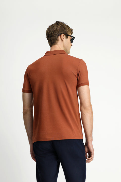 Tarçın  Slim Fit Dar Kesim Nakışlı Pamuklu Polo Yaka Tişört